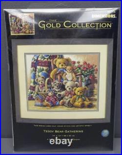 Dimensions 35115 Teddy Bear Gathering 15x12 GOLD Counted Cross Stitch Kit New