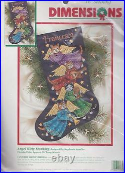 Dimensions Angel Kitty Cat Flute Harp Christmas Cross Stitch Stocking Kit 8485 E