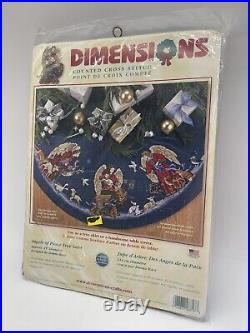 Dimensions Angels of Peace Blue Tree Skirt Counted Cross Stitch Kit #8717 Sealed