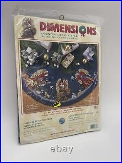 Dimensions Angels of Peace Blue Tree Skirt Counted Cross Stitch Kit #8717 Sealed