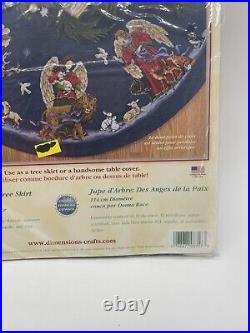 Dimensions Angels of Peace Blue Tree Skirt Counted Cross Stitch Kit #8717 Sealed