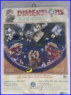 Dimensions Angels of Peace Blue Tree Skirt Counted Cross Stitch Kit #8717 Sealed