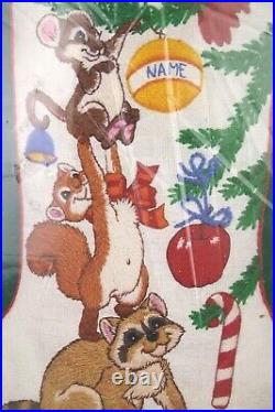 Dimensions Animals Trimming Tree CREWEL Needlepoint Christmas Stocking Kit 8022