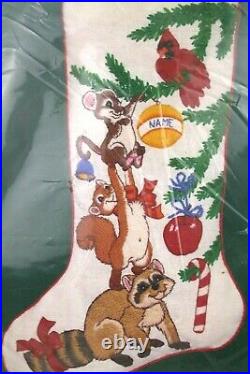 Dimensions Animals Trimming Tree CREWEL Needlepoint Christmas Stocking Kit 8022