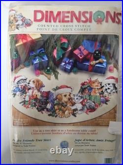 Dimensions Christmas Counted Cross Stitch Tree Skirt Kit Frisky Friends New Cats Dimensions Christmas Counted Cross Stitch Tree Skirt Kit Frisky Friends New Cats