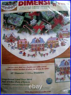 Dimensions Christmas Counted Cross Tree Skirt Craft Kit, GINGERBREAD LAND, 8670,45
