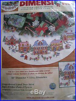 Dimensions Christmas Counted Cross Tree Skirt Craft Kit, GINGERBREAD LAND, 8670,45