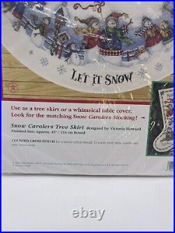 Dimensions Christmas Counted Cross Tree Skirt Craft Kit, SNOW CAROLERS, 8618,45