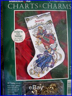 Dimensions Christmas Counted Stocking CHARTS & CHARMS Kit, ANGELIC HARMONY, 8534