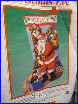 Dimensions Christmas Eve Needlepoint Stocking Kit #9054-Partially Started-16 Inc