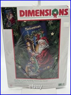 Dimensions Christmas Holiday Counted Cross Stocking KIT PEEKING AT SANTA 8620 Dimensions Christmas Holiday Counted Cross Stocking KIT PEEKING AT SANTA 8620