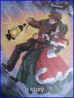Dimensions Christmas Holiday Needlepoint Stocking Kit, MOONLIGHT SKATERS, 9109,16