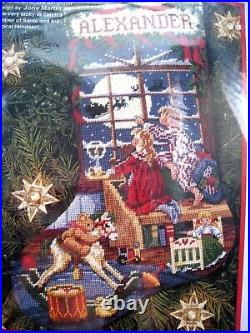 Dimensions Christmas Holiday Needlepoint Stocking Kit, WAITING FOR SANTA, 9084,16