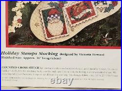 Dimensions Counted Cross Stitch Christmas Holiday Stamps Stocking Kit New Rare