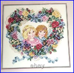 Dimensions Counted Cross Stitch Kit Floral Heart & Cupids #3786 RARE FIND
