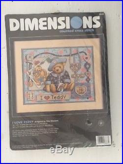 Dimensions Counted Cross Stitch Kit I LOVE TEDDY 3863 NIP 1997