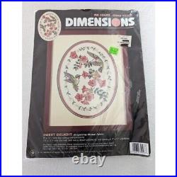 Dimensions Counted Cross Stitch Kit Sweet Delight 39003 Floral Hummingbird RARE