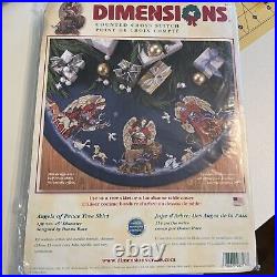 Dimensions Counted Cross Stitch Tree Skirt Angels of Peace Lion Deer Christmas