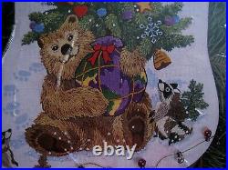 Dimensions Crewel Embroidery Stitchery Christmas Stocking KIT, TEDDY'S GIFT, 8084