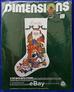 Dimensions Crewel Stitchery Christmas STOCKING KIT A VISIT WITH SANTA Rigg 8043