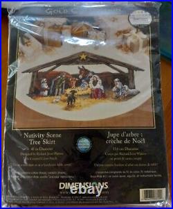 Dimensions Cross Stitch Nativity Scene Tree Skirt Gold Collections Sealed