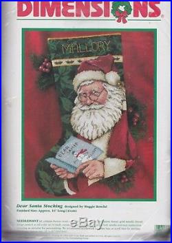 Dimensions Dear Santa Letter Christmas Holiday Needlepoint Stocking Kit 9107 E
