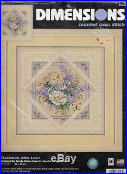 Dimensions FLOWERS AND LACE Counted XStitch Kit, Mpn 35105, Sealed, Sandy Orton