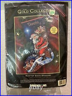Dimensions GOLD Collection Counted Cross Stitch Stocking Kit ROOFTOP SANTA