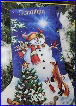 Dimensions GOLD Collection Glistening Snowman Stocking Cross Stitch Kit#8640 NOS