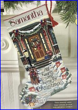 Dimensions GOLD Counted Christmas Stocking Kit ALL HEARTS COME HOME 8739 A1