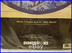 Dimensions Gold 8598 HERE COMES SANTA Cross Stitch Tree Skirt Sealed
