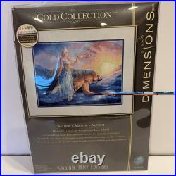 Dimensions Gold Aurora Counted Cross Stitch Kit Lady, Polar Bear, Elsa