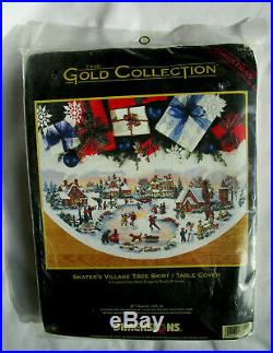 Dimensions Gold Christmas Skater's Village Tree Skirt Counted Cross Stitch Kit
