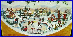 Dimensions Gold Christmas Skater's Village Tree Skirt Counted Cross Stitch Kit
