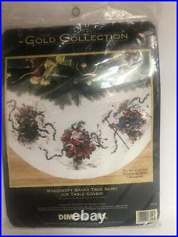 Dimensions Gold Col. Windswept Santa Tree Skirt Counted Cross Stitch Kit 8529