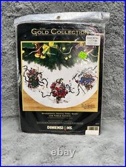 Dimensions Gold Coll Christmas Windswept Santa Tree Skirt Cross Stitch Kit