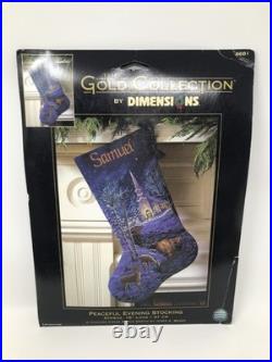 Dimensions Gold Coll. Cross Stitch Kit Peaceful Evening Stocking 8681 Worn Pkg