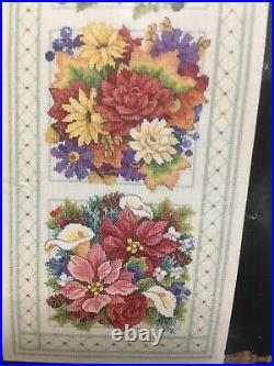 Dimensions Gold Collection 35116 FOUR SEASON FLORAL Cross Stitch Kit 8 x 23.5