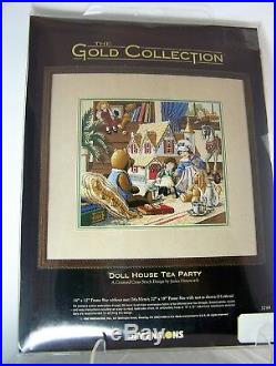 Dimensions Gold Collection # 3799 Doll House Tea Party Cross Stitch Kit 1995 NOS