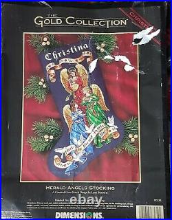 Dimensions Gold Collection #8531 Herald Angels Cross Stitch Christmas Stocking