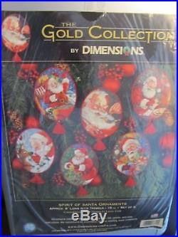 Dimensions Gold Collection #8755 Spirit of Santa Ornaments Sealed Cross Stitch