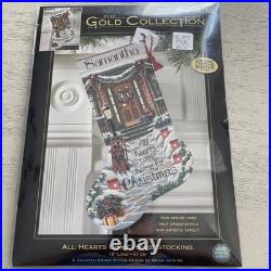 Dimensions Gold Collection All Hearts Come Home stocking cross stitch kit new