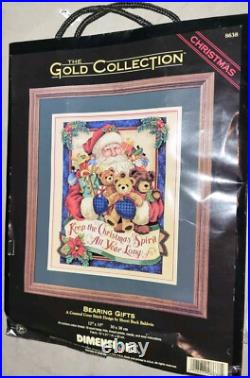 Dimensions Gold Collection Bearing Gifts Santa & Teddies Cross Stitch Kit #8638