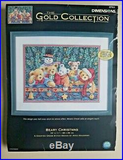 Dimensions Gold Collection Beary Christmas Cross Stitch Kit 8761 Teddy Bears