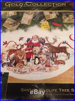 Dimensions Gold Collection Counted Cross Stitch-Santa's Wildlife Tree Skirt NIOP