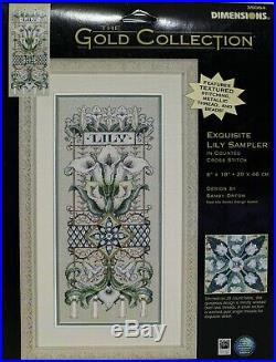 Dimensions Gold Collection Cross Stitch Kit #35064 EXQUISITE LILY SAMPLER NIP