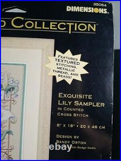 Dimensions Gold Collection Cross Stitch Kit Exquisite Lily Sampler 35064 Unopend