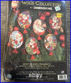 Dimensions Gold Collection Cross Stitch Kit Spirit of Santa Ornaments 8755