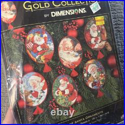 Dimensions Gold Collection Cross Stitch Kit Spirit of Santa Ornaments 8755