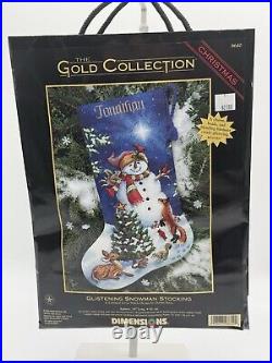 Dimensions Gold Collection Glistening Snowman Stocking 8640 RARE